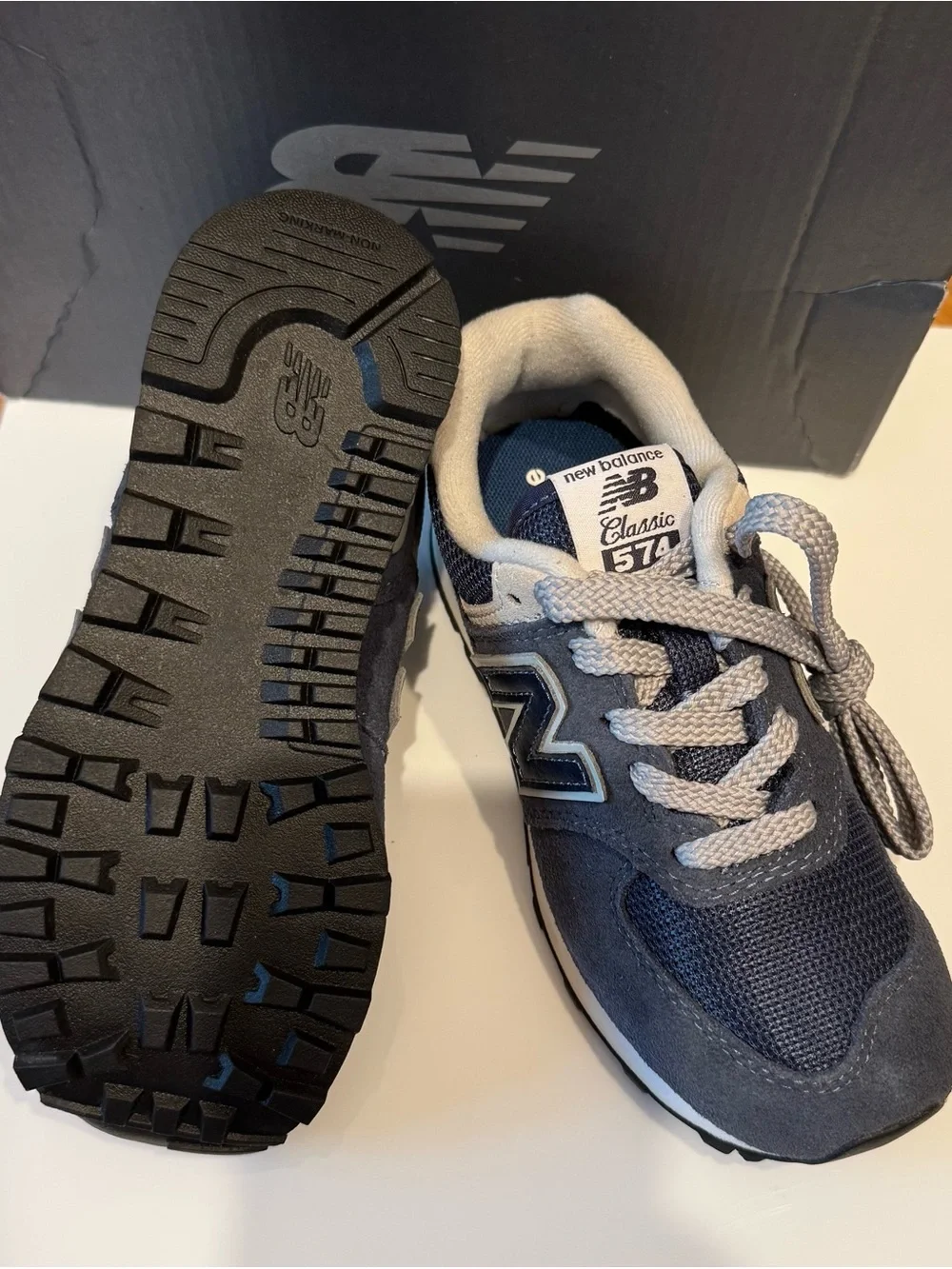 Brand New! New Balance Kids Navy and Gray Classic 574 Sneakers